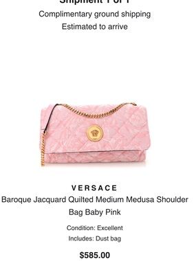 Versace Baby Pink Baroque Jacquard Quilted Medusa Chain Shoulder Bag